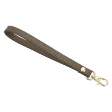 Leather Wristlet Strap, 190mm Hand Wrist Lanyard Leather Khaki, Gold 