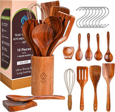 Teak Wooden Utensil Set 10 Piece, Kitchen Coo...