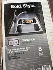 Kohler Cadence R 3145-4NA Stainless Double Bowl Kitchen Sink 33 Lx22 W 8D