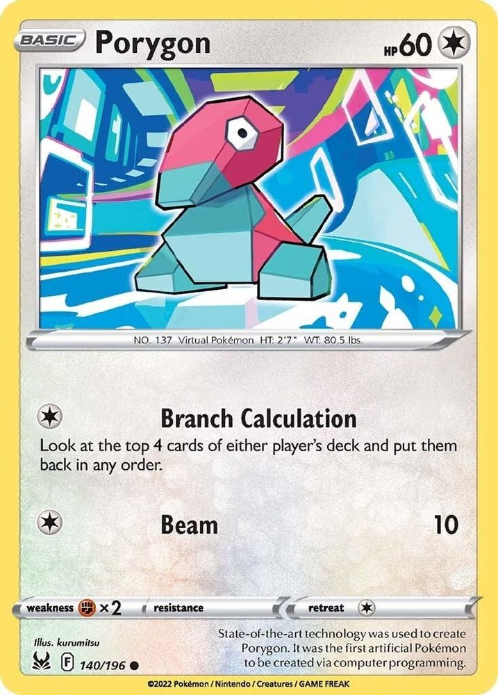 2022 Pokemon: SWSH11: Lost Origin - Porygon (#140/196, Common, Lightly Played)