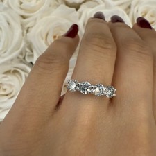 ❌ Bespoke 1ct Natural Round Diamond Half Eternity 18ct Gold Ring Shared Prongs