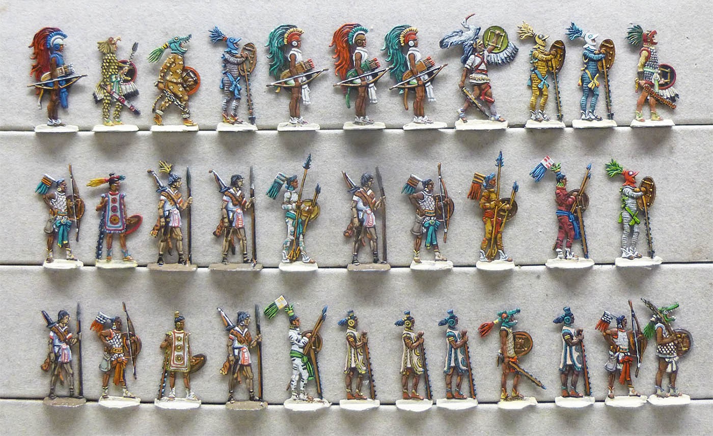 33 Zinnfiguren Mexiko Aztegen 30mm Luxusbemalung Mexico