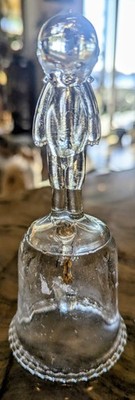  Kewpie Cupid Figural Bell  Antique 1910 U.S. Glass Co. Clear Pressed Glass Rare