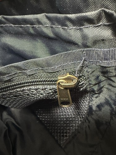VTG Land's End Direct Merchants Navy Blue Canvas Leather Crossbody Laptop Bag - Picture 10 of 17