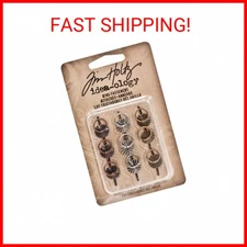 Idea-Ology Ring Fasteners .25" 9/Pkg-Antique Nickel, Brass & Copper