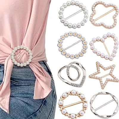 8 Stück Damen T Shirt Clip, Schal Ring Clip, Strasssteine Schnalle