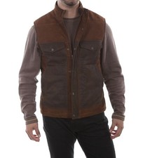 Scully Outdoor Mens Vest Medium Two-Tone Brown Lamb Suede  Vintage Leather