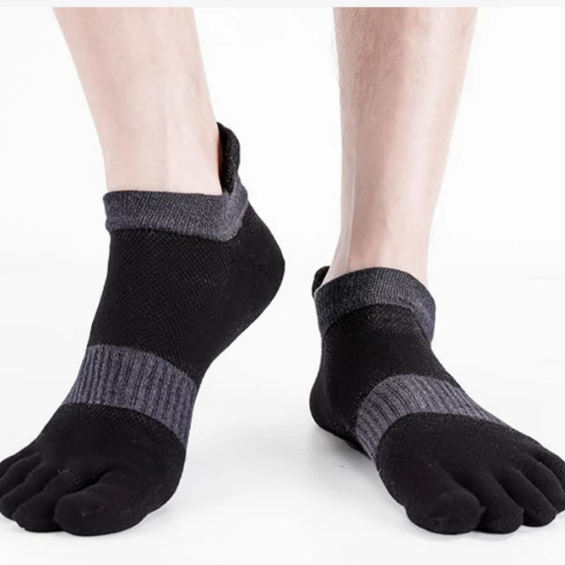 Hombres Cinco Dedos Puntera Corte Bajo Deportivo Sólido Atlético Tobillo Trabajo Algodón Calcetines 6 Pares Foto 2 de 4