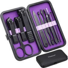 Glamne Manicure Set Nail Clippers Kit Professional Stainless Steel Purple