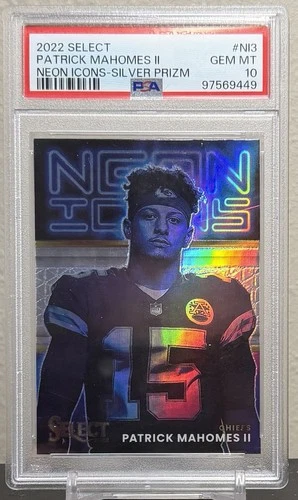 2022 Panini Select - Neon Icons Patrick Mahomes II #NI-3 Silver Prizm PSA 10🔥🔥