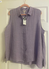 NWT 128 Eileen Fisher Misty Lilac Puckered 0rganic Linen Shirt 1X 2X 3X