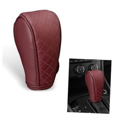 Car Gear Shift Cover, Leather Breathable Gear Shift Knob Cover, Anti 1 PC Red