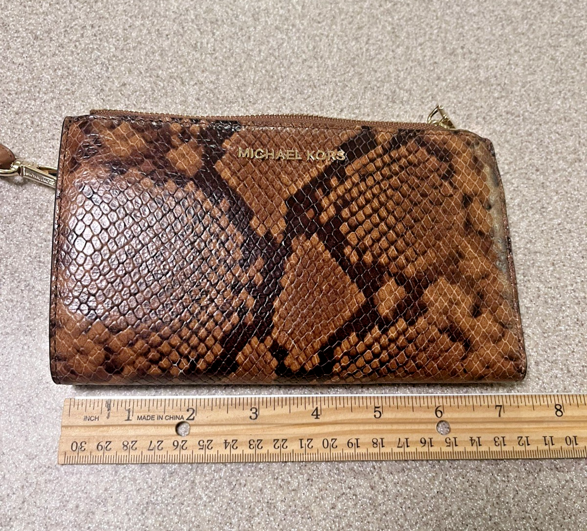 Michael Kors Jet Set Double Zipper Wallet Wristlet SnakeSkin Print
