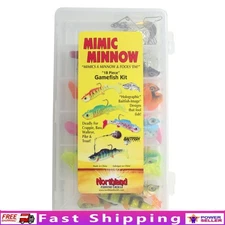 Mimic Minnow Gamefish Kit 18pc Pre-Rigged Lures Tackle Box Spinner Attachments