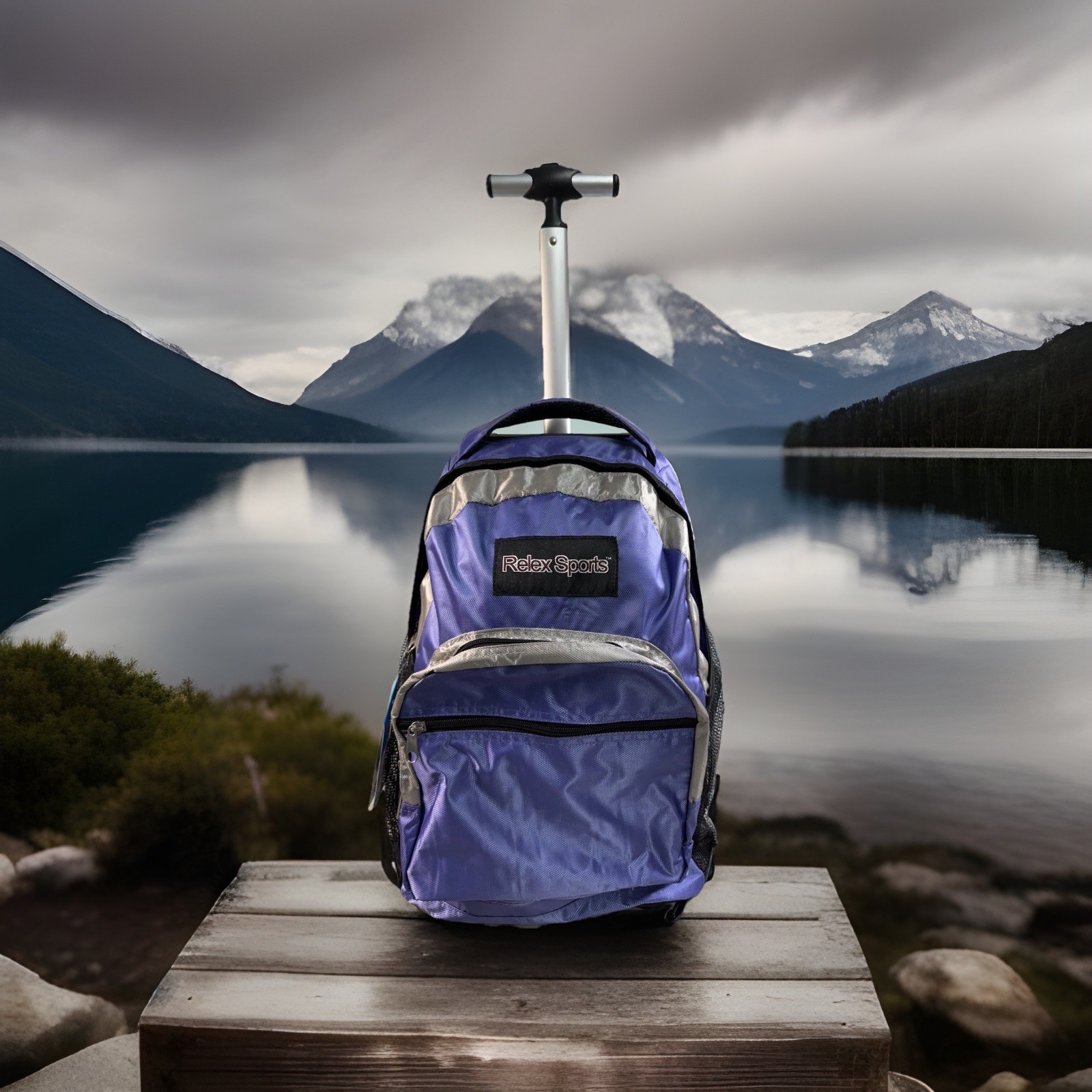 Purple Relex Sports Rolling Backpack Single Handle With Shou