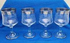 4 St. Murano Medici Weingläser Platin Silber Glasmuster schlichte Form