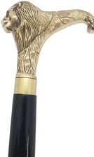 Precious Lion Head Antique Wooden Walking Edward Stick Cane Gift For Gentlemen