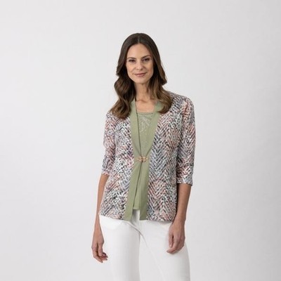 Shirt grün 52/54 TRENDS by J. Leibfried Damen Shirt 2in1-Optik mehrfarbig A153