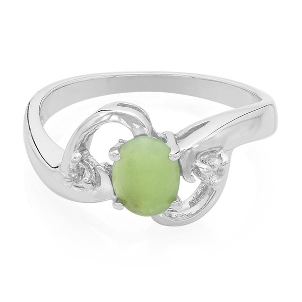 Cavill Ring Silber 925 Chrysopras Oval 0,28Ct WeißTopas Damen Gr 17-image