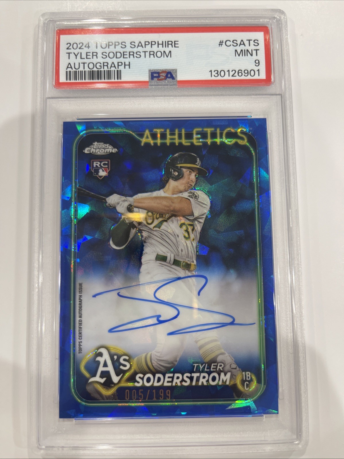 2024 TYLER SODERSTROM Auto Topps Chrome Sapphire Blue -199 Mint PSA-9