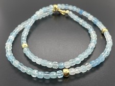 COLLIER  925/- SILBER VERG. MIT MILKY AQUAMARIN & HÄMATIT SILBERZEIT SCHMUCKJAGD