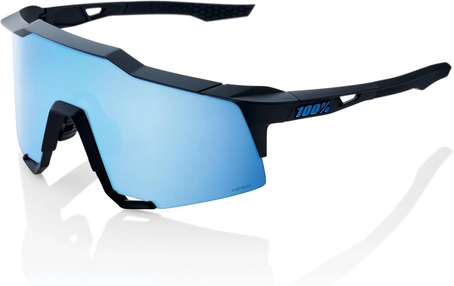 Ultra Hd Matte Black Safety Glasses With Hiper Blue Mirror Lens Uv Protection