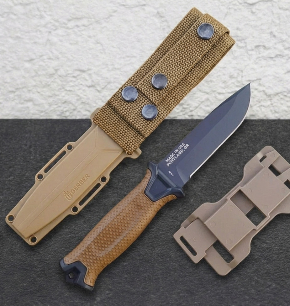 Gerber StrongArm Brown Fixed Blade Knife Coyote Tactical Survival w/ Sheath New