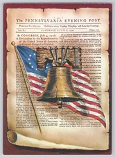 Philadelphia, PA Liberty Bell & Flags, Penn. Evening Post, Chrome VFW Ladies