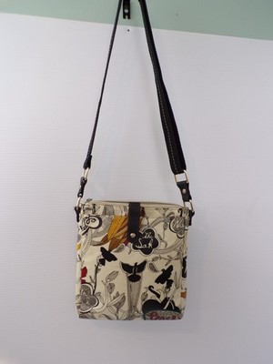 Purse Crossbody Sakroots ''Peace'' 9'' x 7'' x 1'' Ivory/Black/Multi Colors
