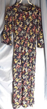 a.n.a. Multicolor Floral Round Neck 3/4 Sleeve Textured Long Maxi Dress Women XS