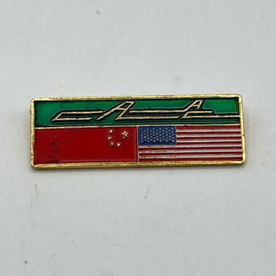 VTG CAAC Airline Pilot Wing Pin China US Flag Enamel Aviation Memorabilia Rare