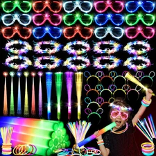 263 PCs Glow Party Supplies, 16 Foam Glow Sticks, 15 LED Glasses and 200 Glow...