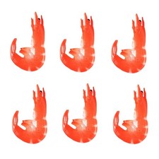 LONG XIN SERIES 6 Pcs Artificial Cooked Shrimp Simulated Red Fake