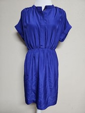 J.CREW Women's Dress A-Line Short Sleeve V-Neck Blue Color 100% Polyester.Size S