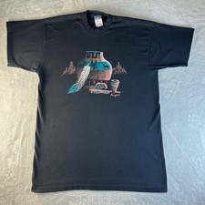 Vintage Arizona Native Scene Black Single Stitch T-Shirt Adult Size XL Feather