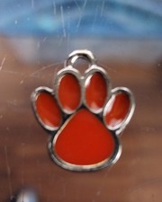 10 pcs Orange Paw Enamel Dog Pet Paw Charms Silver Bead Findings Beading