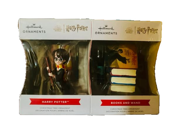 Lot Of Two Harry Potter & Books And Wand Hallmark Christmas Ornaments NIB