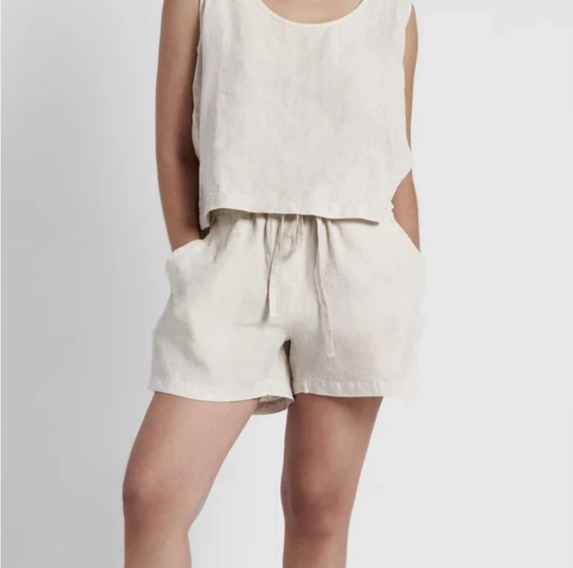 Parachute Linen Shorts S Bone Natural Lounge Coastal Preppy Casual