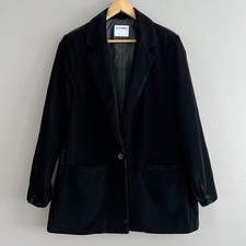 Old Navy Women s Velvet Blazer Jacket One Button Pocket Party Evening Black XL