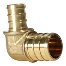 25 Pack XFITTING 3/4" Pex B X 1/2" Pex B Reducing Elbow Brass Crimp Fittings