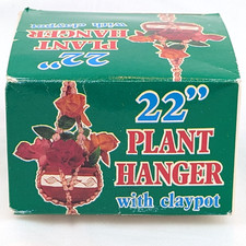 Vtg 70s Shell Macrame Plant Hanger w/ Red Clay Pot Made Philippines New In Box