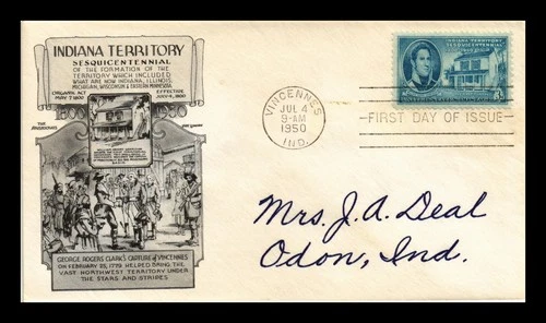 US COVER INDIANA TERRITORY SESQUICENTENNIAL FDC SCOTT 996 LOWRY ARISTOCRATS