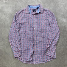 Chaps Shirt Mens Medium Plaid Check Western Long Sleeve Button Down, Red