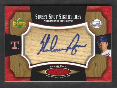 2005 UD Sweet Spot Signatures Nolan Ryan Auto - Autographed Bat Barrel # d 15/15