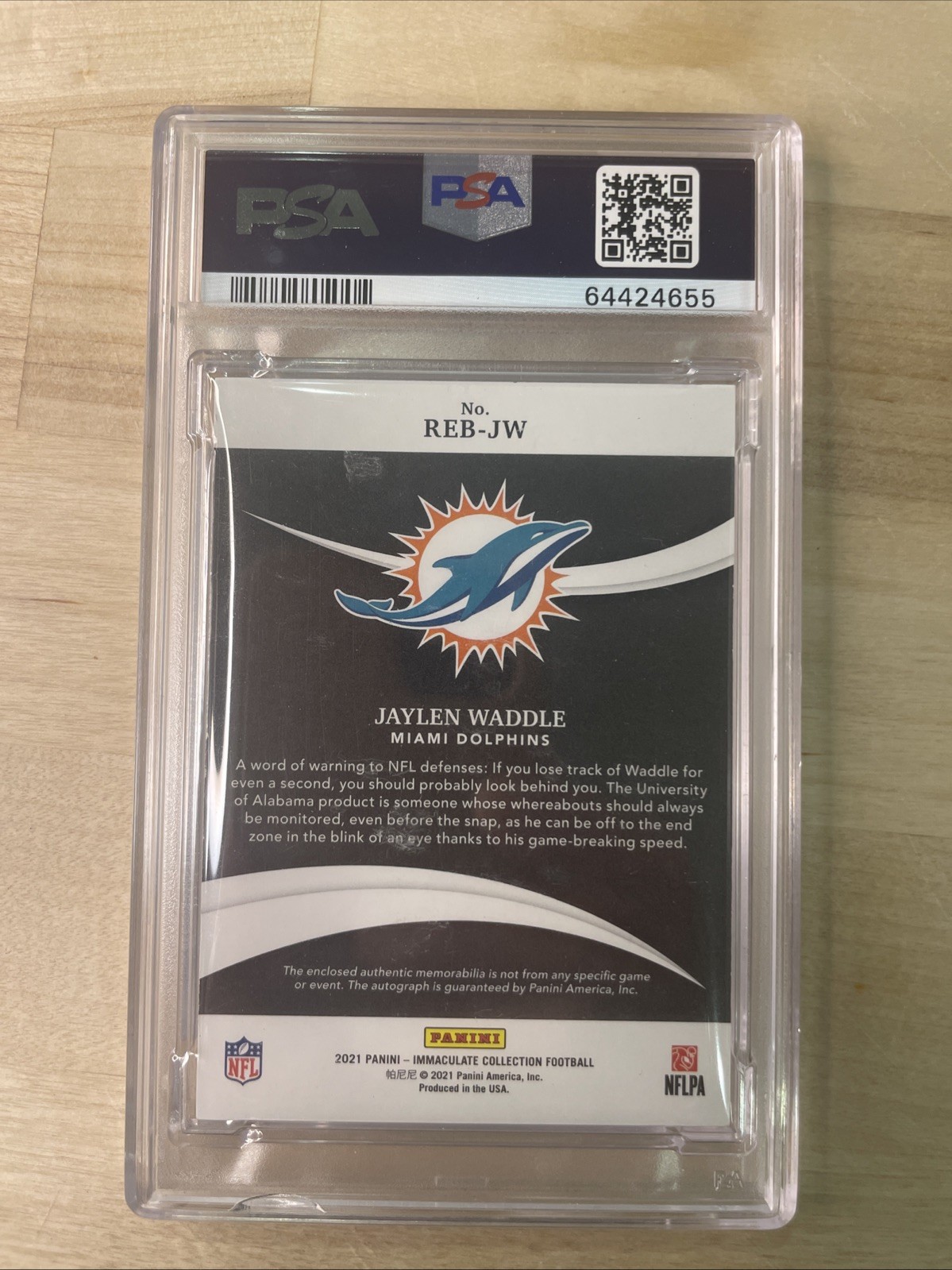 2021 Immaculate Jaylen Waddle RK.Eye Blk. Jsy. Au - Metallic Psa 9 Pop 1   /10 view 2