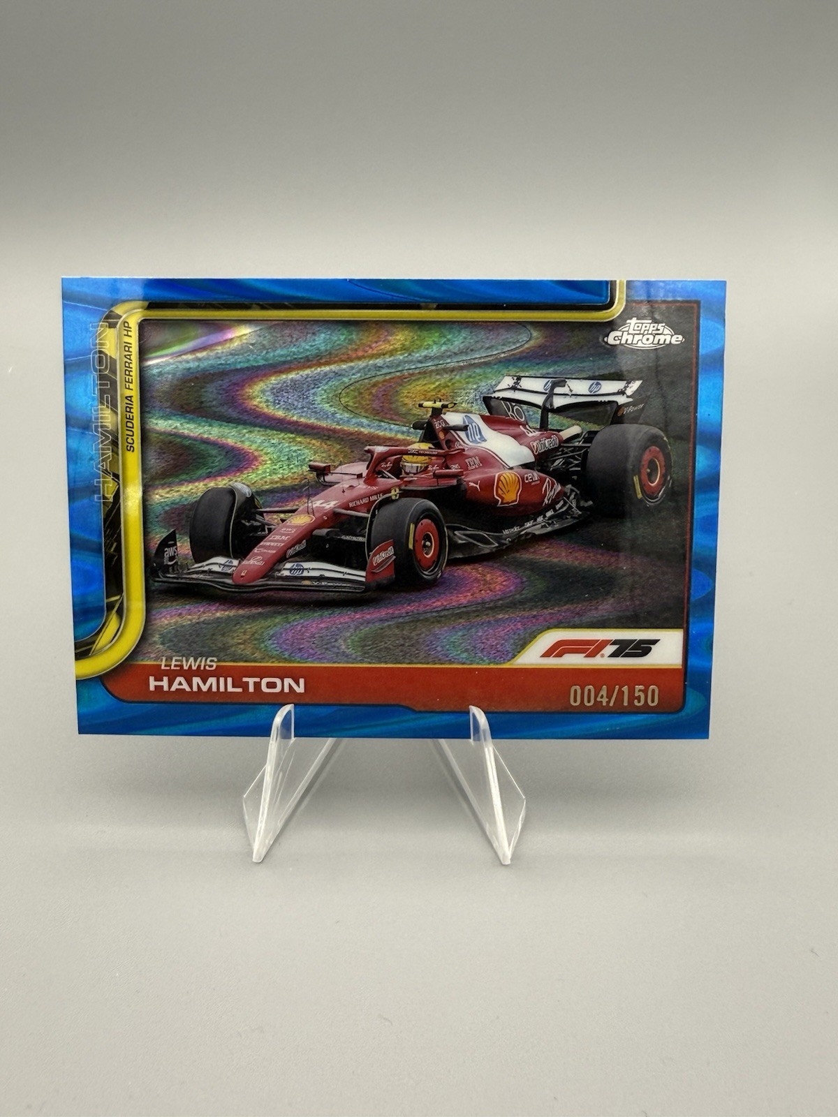 LEWIS HAMILTON 2025 TOPPS CHROME F1 #76 SCUDERIA FERRARI BLUE RAY REFRACTOR /150