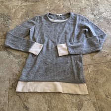 Minnie Rose Gray Colorblock Cashmere Crewneck Sweater Women  s Size Small