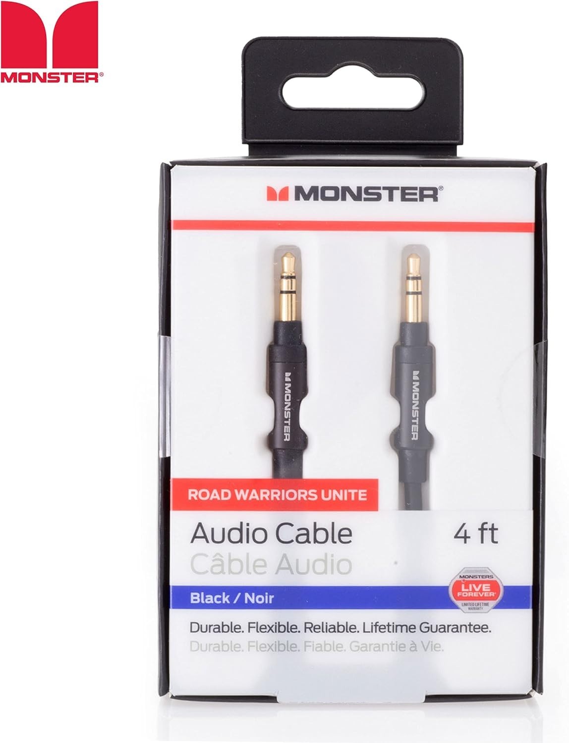 Monster Mobile&reg; Audio Cable 3.5mm Male to Male Stereo Audio Cable-4 feet Black