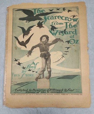 TAPED-WORN The Scarecrow Wizard of Oz Story Frank Baum 1903 Newspaper Supplement