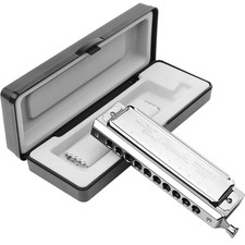 Chromatic Harmonica Key of C 10 Hole 40 Tone with Case for Professional Playe...